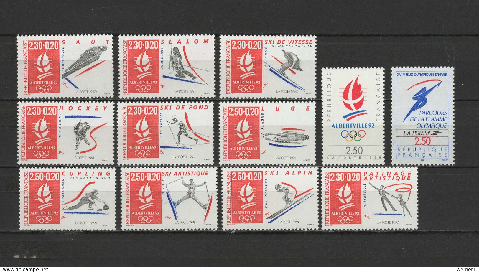 France 1990/1992 Olympic Games Albertville 12 Stamps MNH - Winter 1992: Albertville