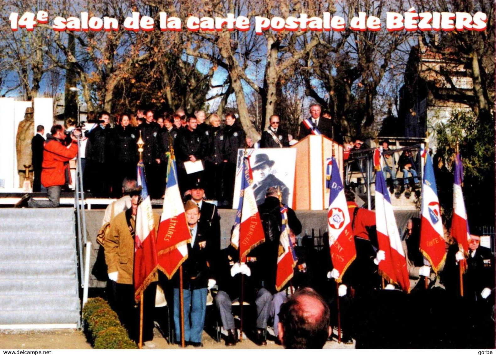 *CPM - 14ème Salon De La Carte Postale De BEZIERS (34) -  Inauguration De La Statue De Jean Moulin De Béziers - Collector Fairs & Bourses