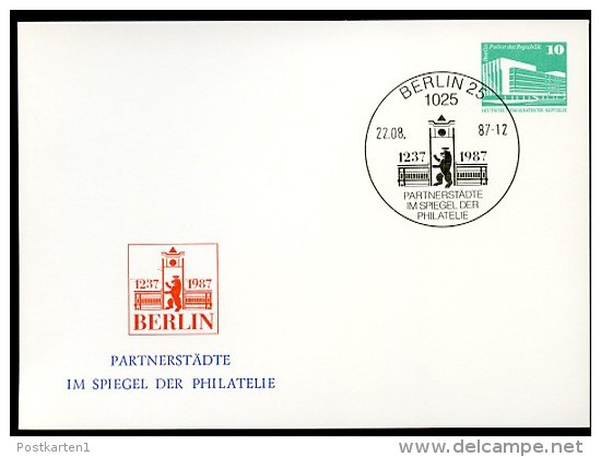 WAPPEN Berlin DDR PP18 C2/001 Privat-Postkarte ROTES RATHAUS Sost.1987  NGK 4,00 € - Covers