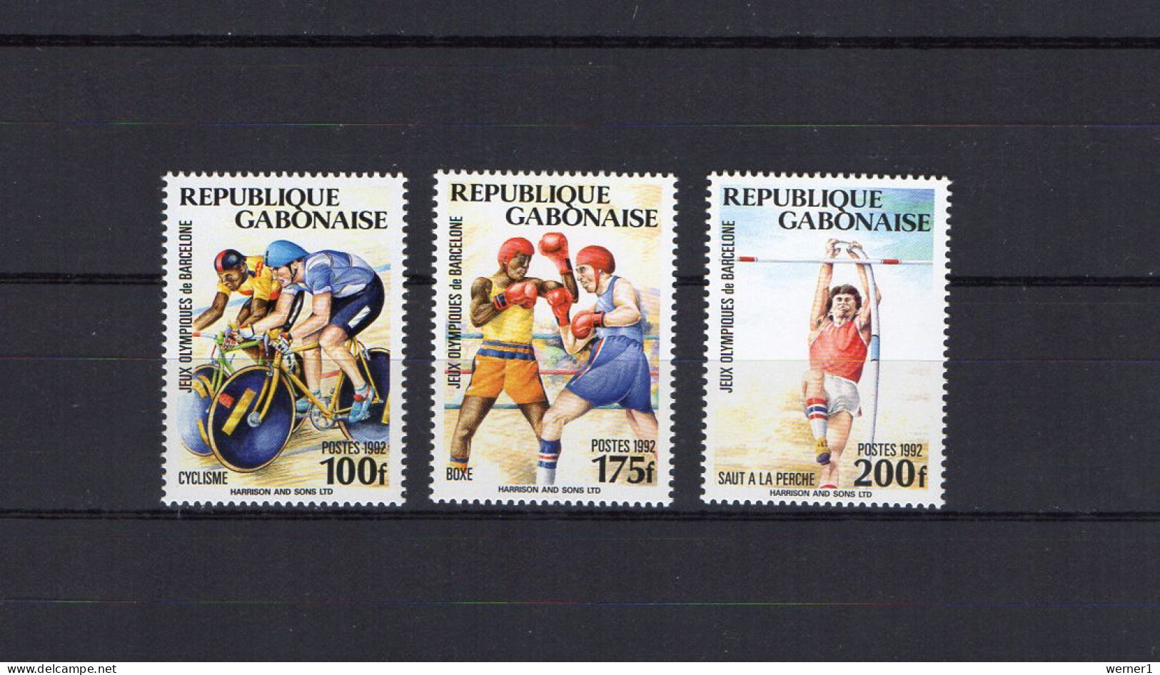 Gabon 1992 Olympic Games Barcelona, Cycling, Boxing Etc. Set Of 3 MNH - Verano 1992: Barcelona