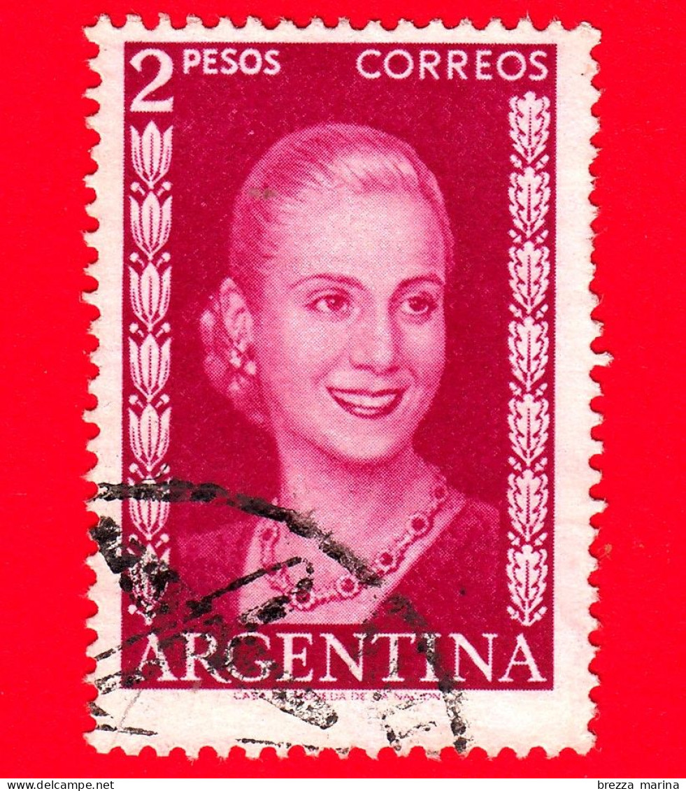 ARGENTINA - Usato - 1952 - Eva Perón (1919-1952) - Senza Iscrizione - 2 - Oblitérés