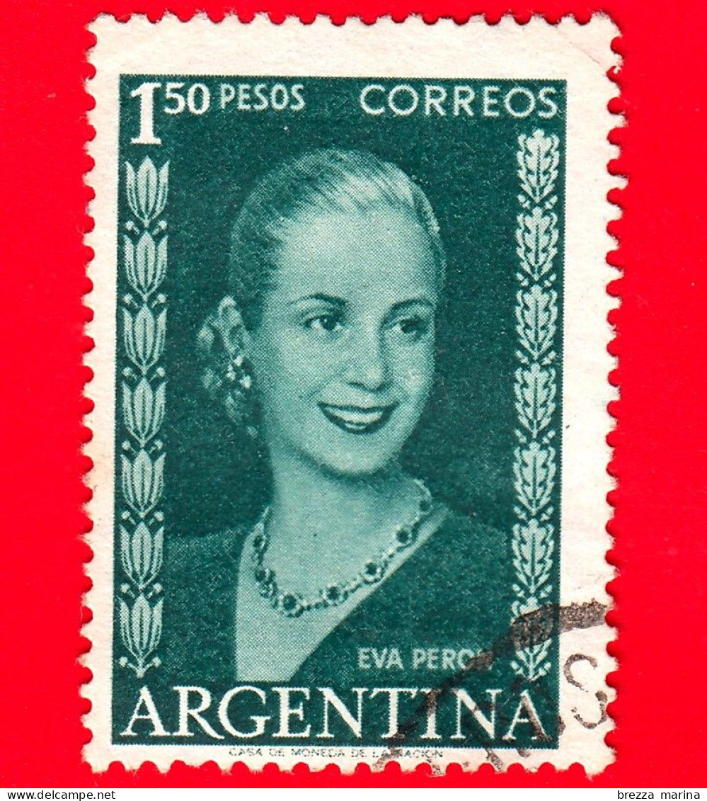 ARGENTINA - Usato - 1952 - Eva Perón (1919-1952) - Senza Iscrizione - 1.50 - Gebruikt