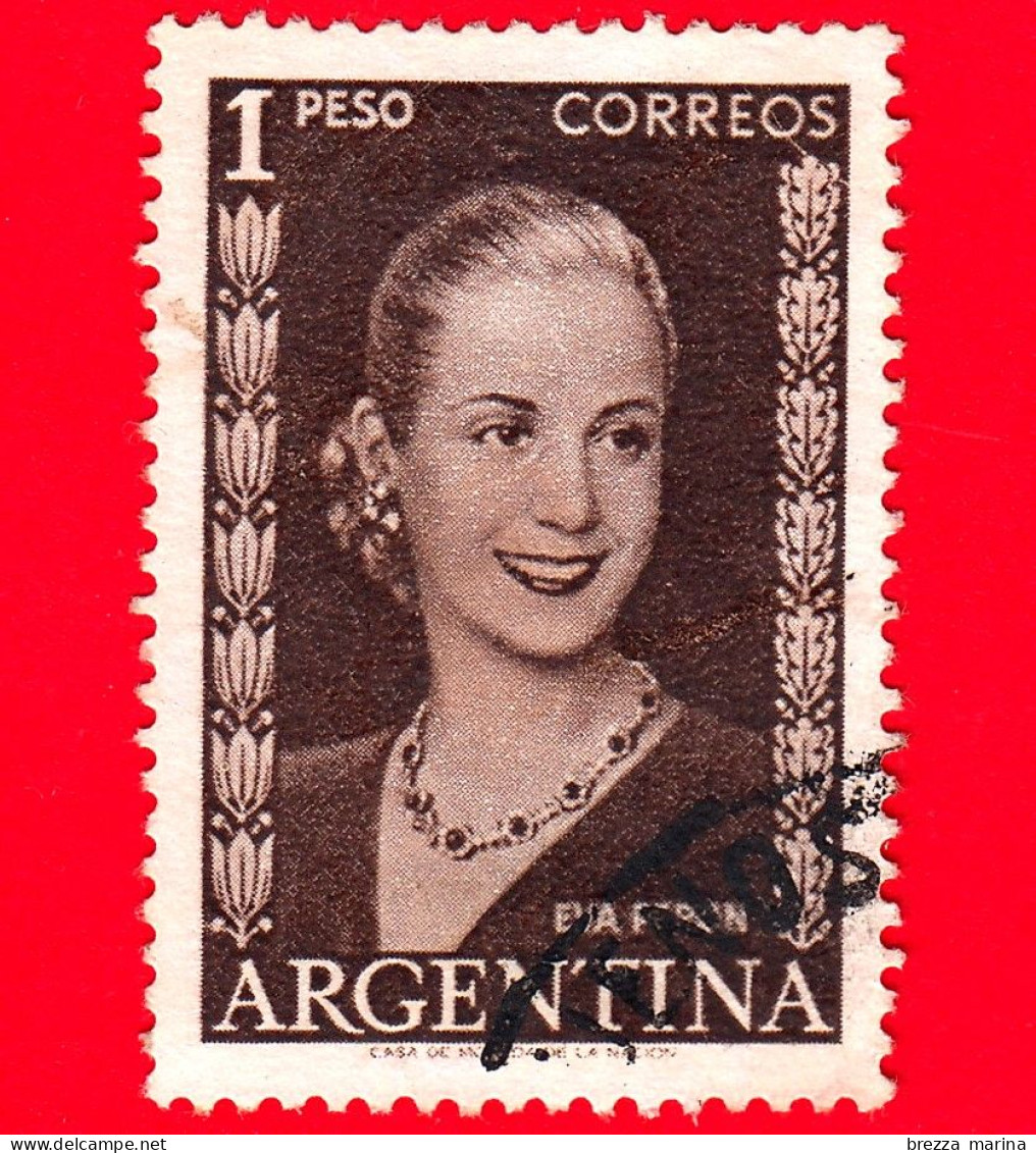 ARGENTINA - Usato - 1952 - Eva Perón (1919-1952) - Senza Iscrizione - 1 - Gebraucht