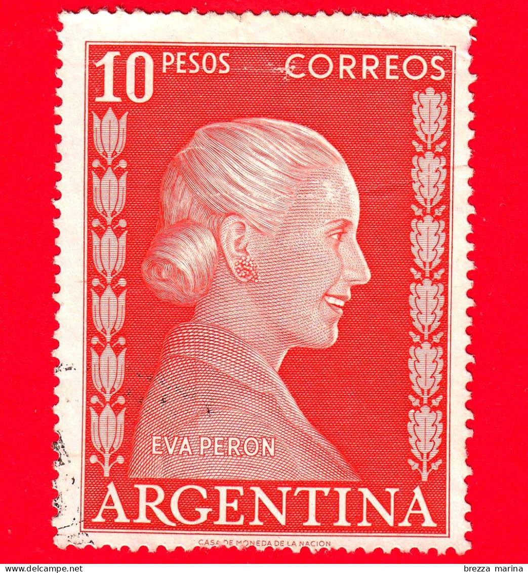 ARGENTINA - Usato - 1952 - Eva Perón (1919-1952) - 10 - Used Stamps