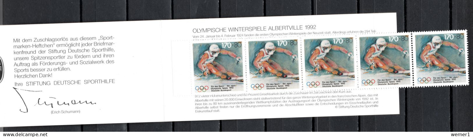 Germany 1992 Olympic Games Albertville Stamp Booklet With 5 Stamps MNH - Inverno1992: Albertville