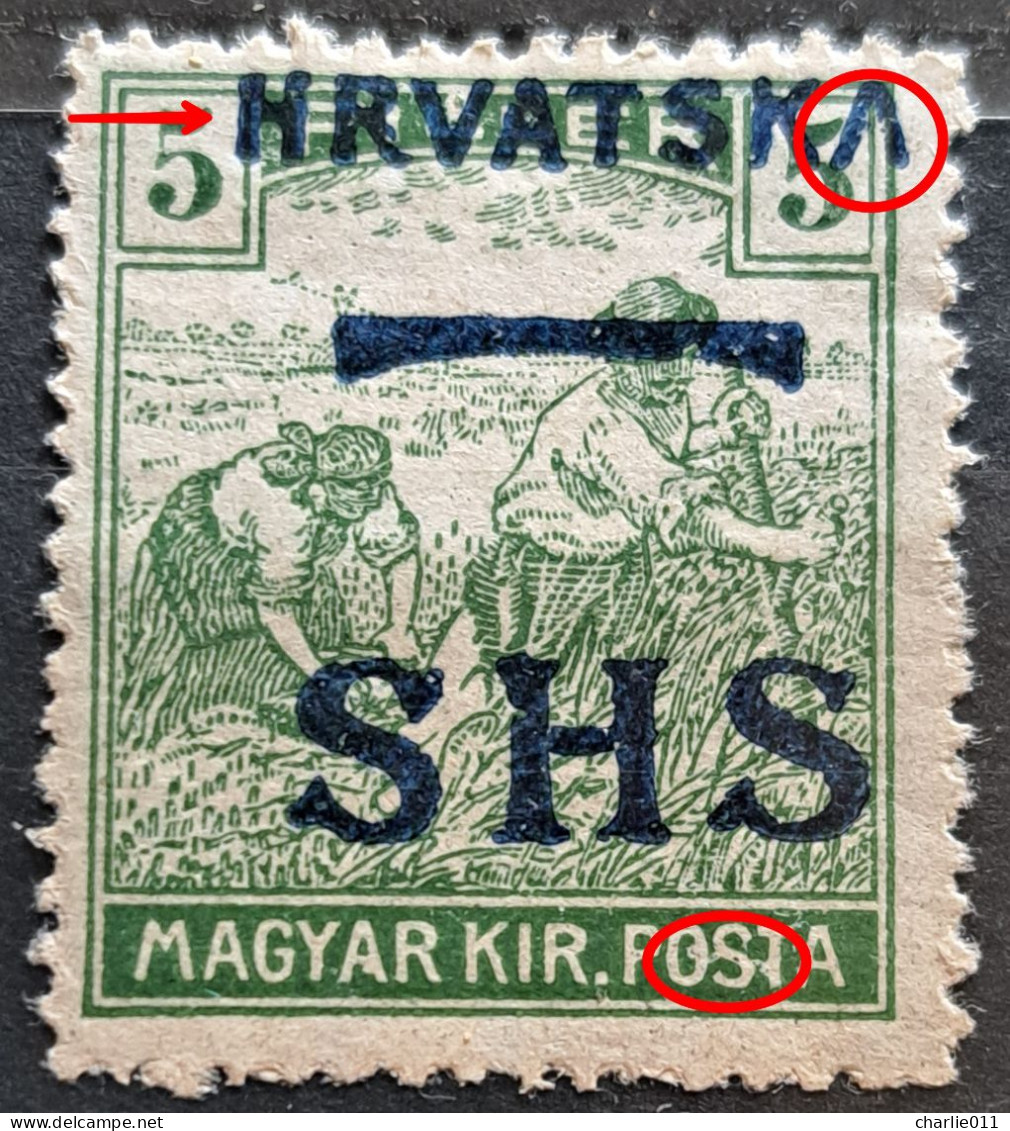 HARVESTERS-5 Fl-OVERPRINT SHS HRVATSKA-ERROR-RARE-YUGOSLAVIA - HUNGARY - CROATIA-1918 - Kroatien