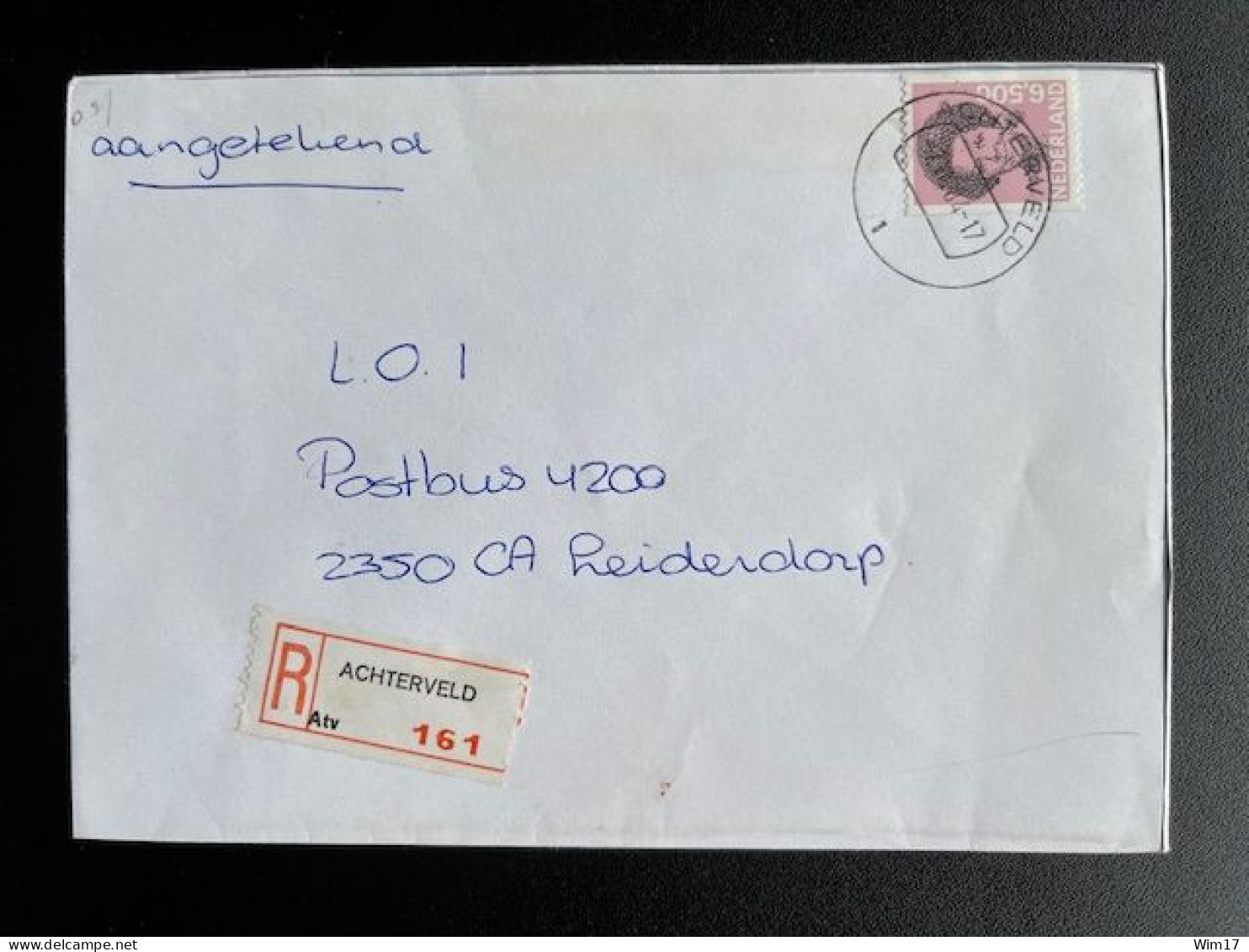 NETHERLANDS 1984 REGISTERED LETTER ACHTERVELD TO LEIDERDORP 02-08-1984 NEDERLAND AANGETEKEND - Storia Postale