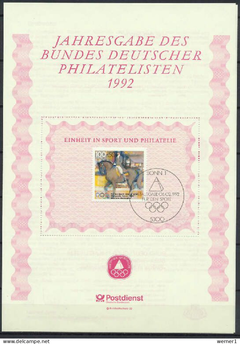 Germany 1992 Olympic Games Barcelona, Equestrian Commemorative Print - Summer 1992: Barcelona