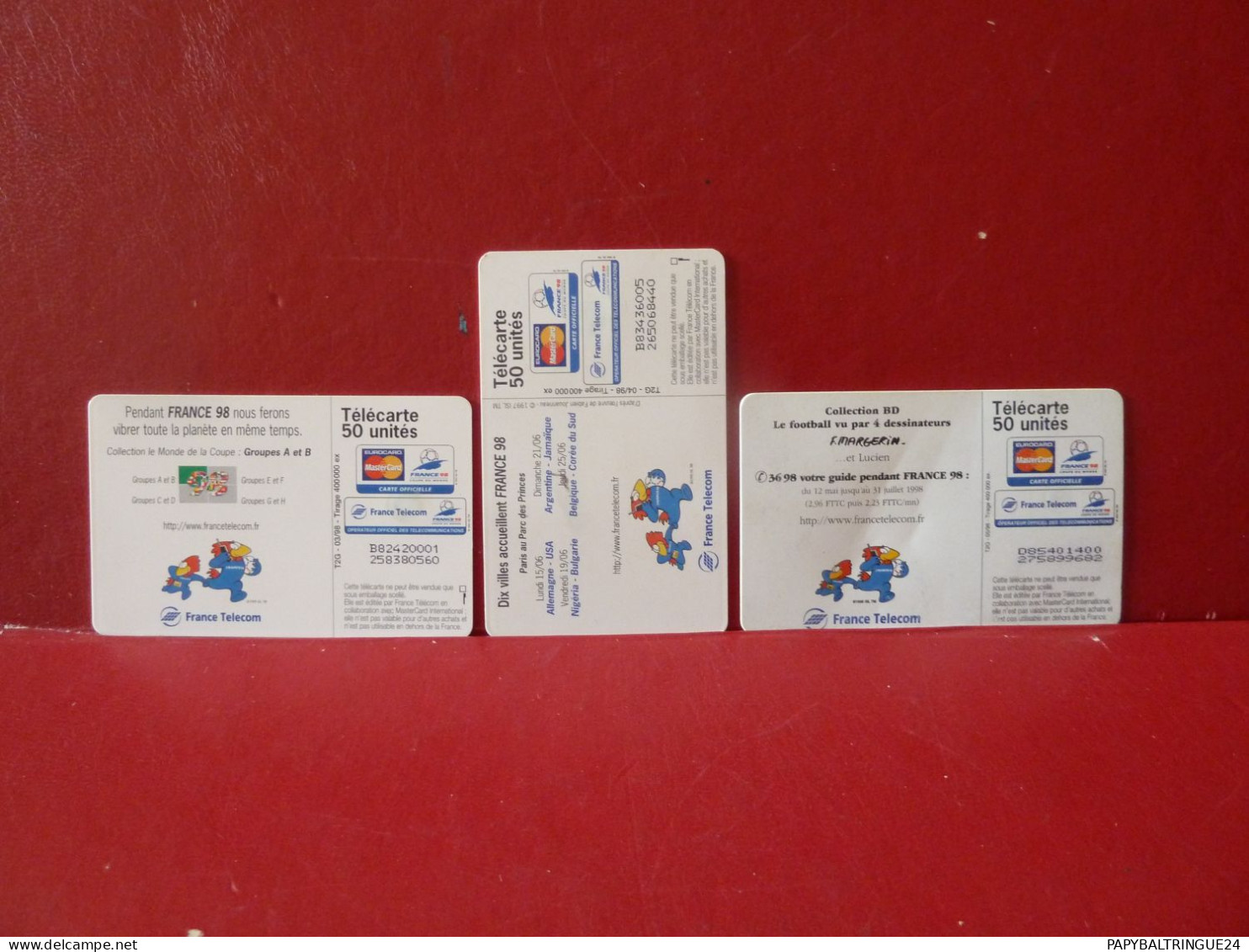 LOT DE TROIS TELECARTES " FRANCE 98 ". - 1998