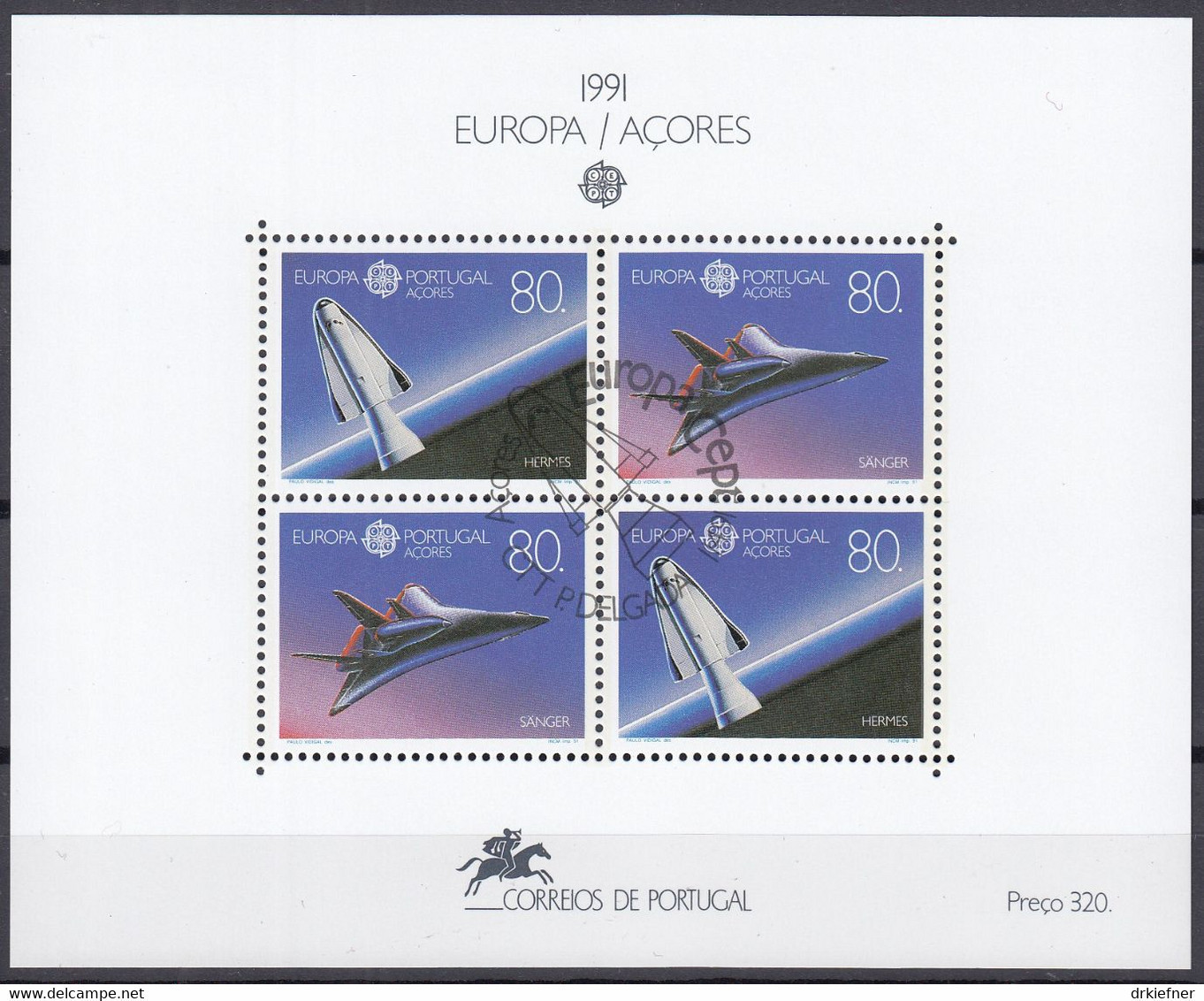 AZOREN  Block 12, Gestempelt, Europa CEPT: Europäische Weltraumfahrt 1991 - Azores