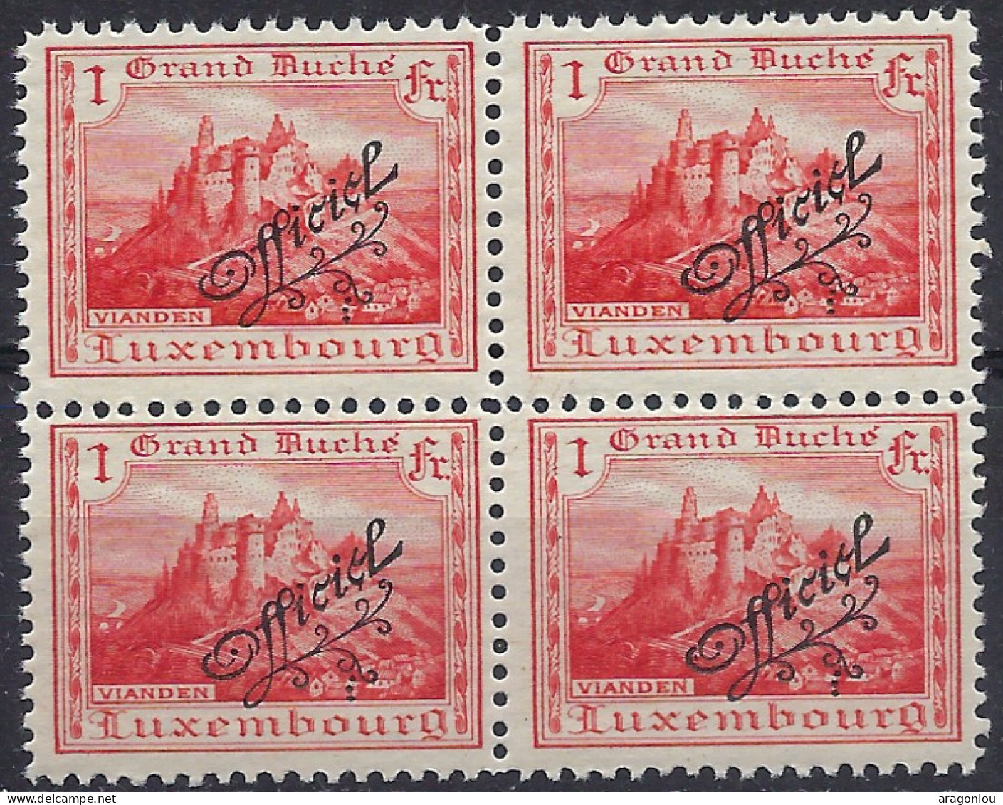 Luxembourg - Luxemburg - Timbres - 1922   Bloc à 4  Château Vianden   1Fr.  Officiel    MNH** - Blocs & Feuillets