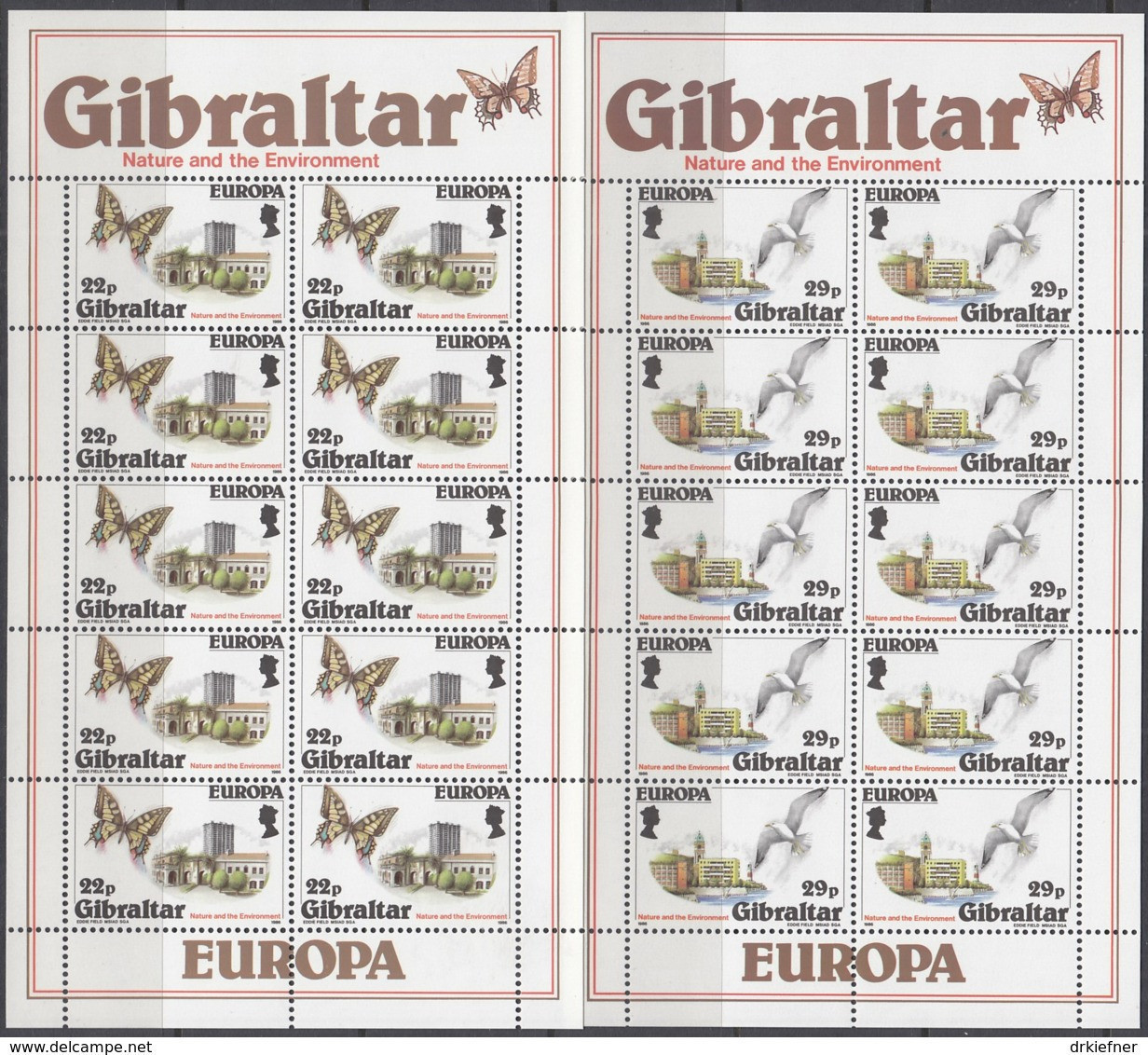 GIBRALTAR 503-504, 2 Kleinbogen, Postfrisch**, Europa: Natur- Und Umweltschutz, 1986 - Gibilterra