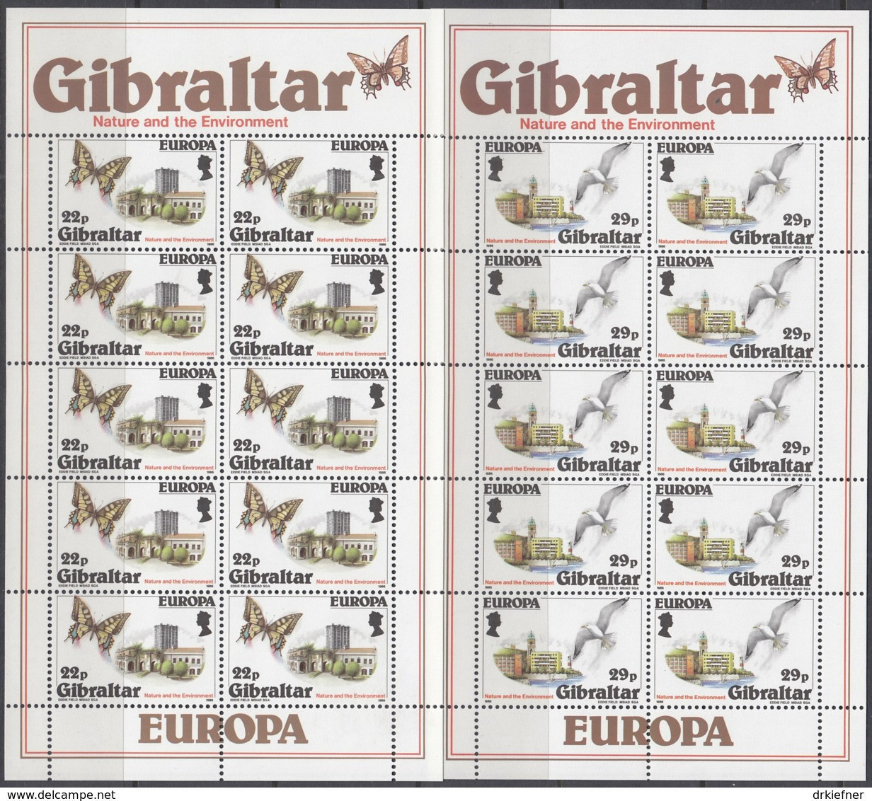 GIBRALTAR 503-504, 2 Kleinbogen, Postfrisch**, Europa: Natur- Und Umweltschutz, 1986 - Gibraltar