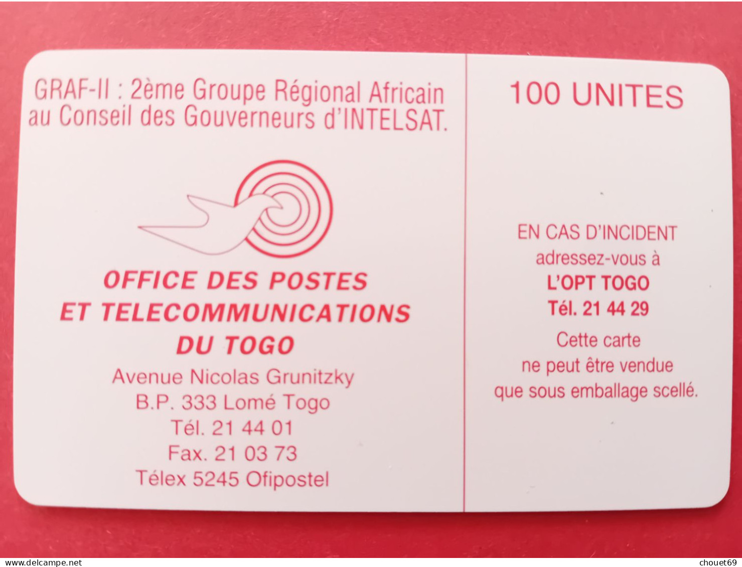 TOGO 100u INTELSAT 24ème Session Du GRAF-II 1996 LOME No Chip  (BB0615 - Togo