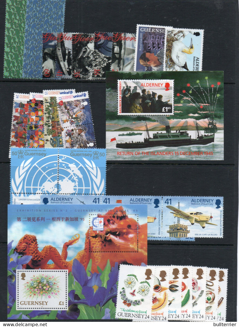 GUERNSEY & ALDERNEY -1993/1995 VARIOUS STAMPS & S/SHEET  MINT NEVER HINGED, FACE VALUE IS £42.40 - Guernsey