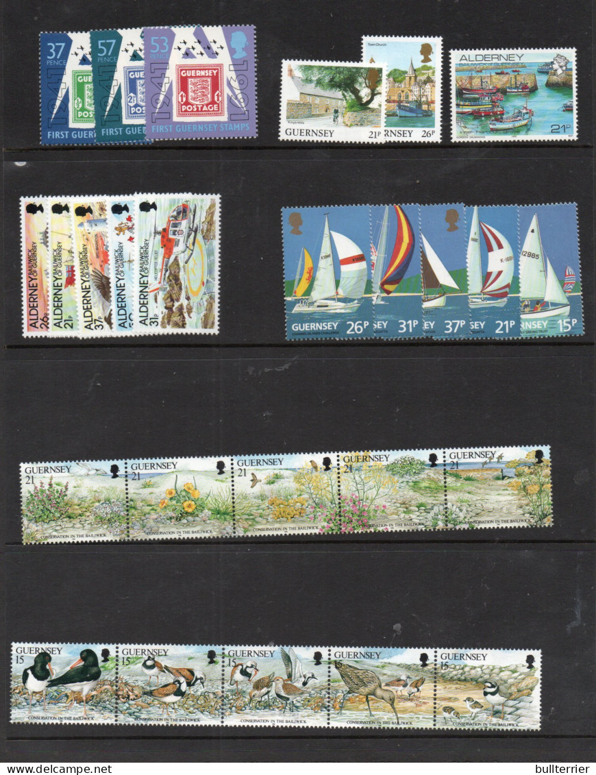 GUERNSEY & ALDERNEY -1990/1992 VARIOUS STAMPS & S/SHEET  MINT NEVER HINGED, FACE VALUE IS £25.82 - Guernesey