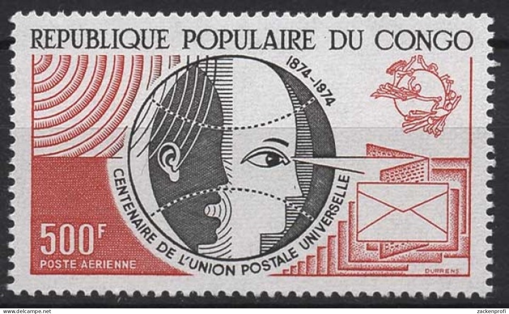 Kongo (Brazzaville) 1974 100 Jahre Weltpostverein (UPU) 419 Postfrisch - Nuevas/fijasellos