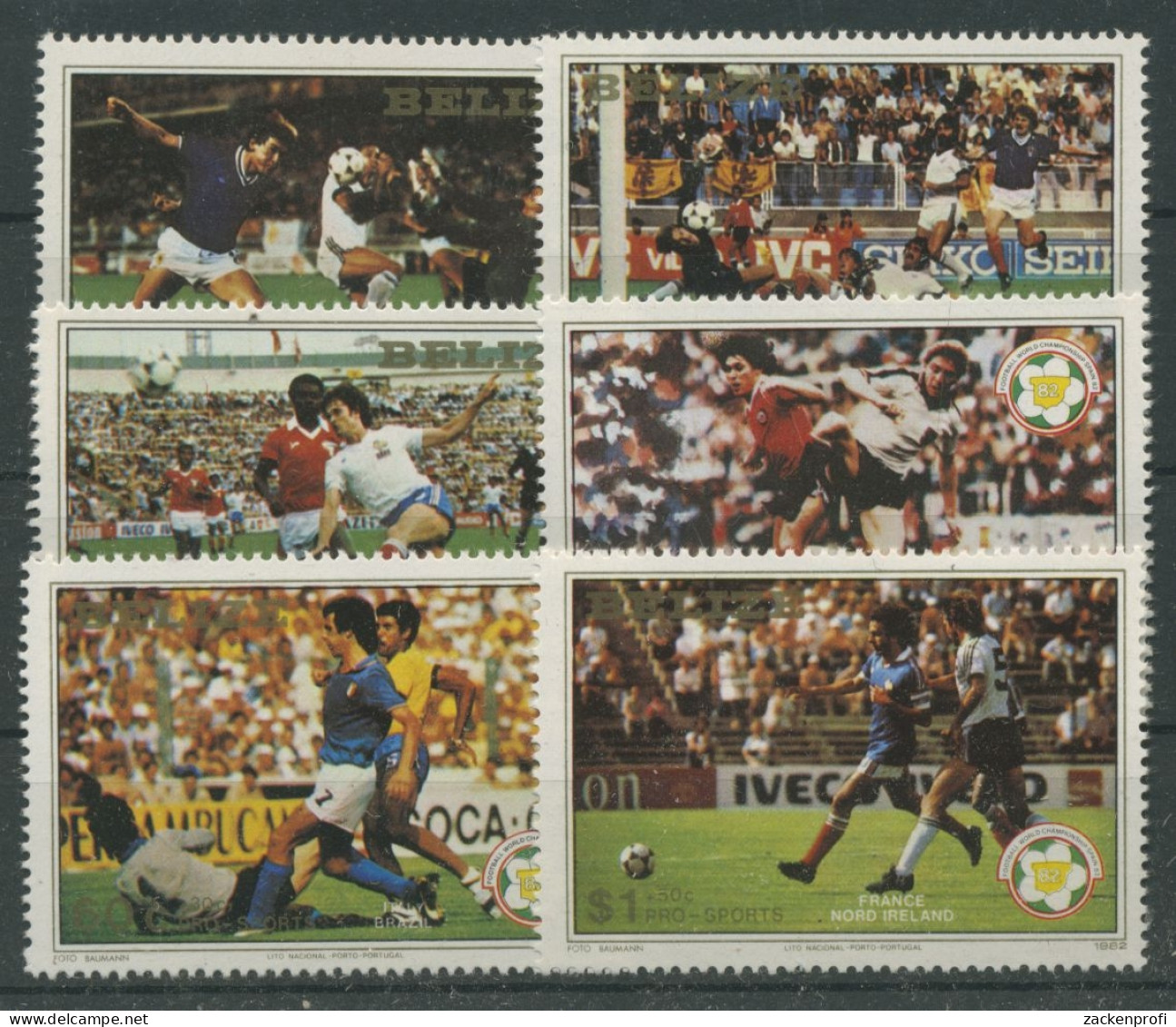 Belize 1982 Fußball-WM Spanien 688/93 Postfrisch - Belize (1973-...)