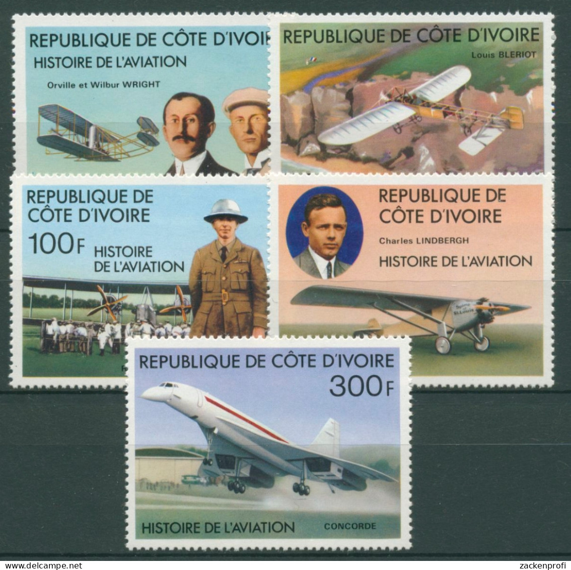 Elfenbeinküste 1977 Geschichte Der Luftfahrt Flugzeug Concorde 511/15 Postfrisch - Côte D'Ivoire (1960-...)
