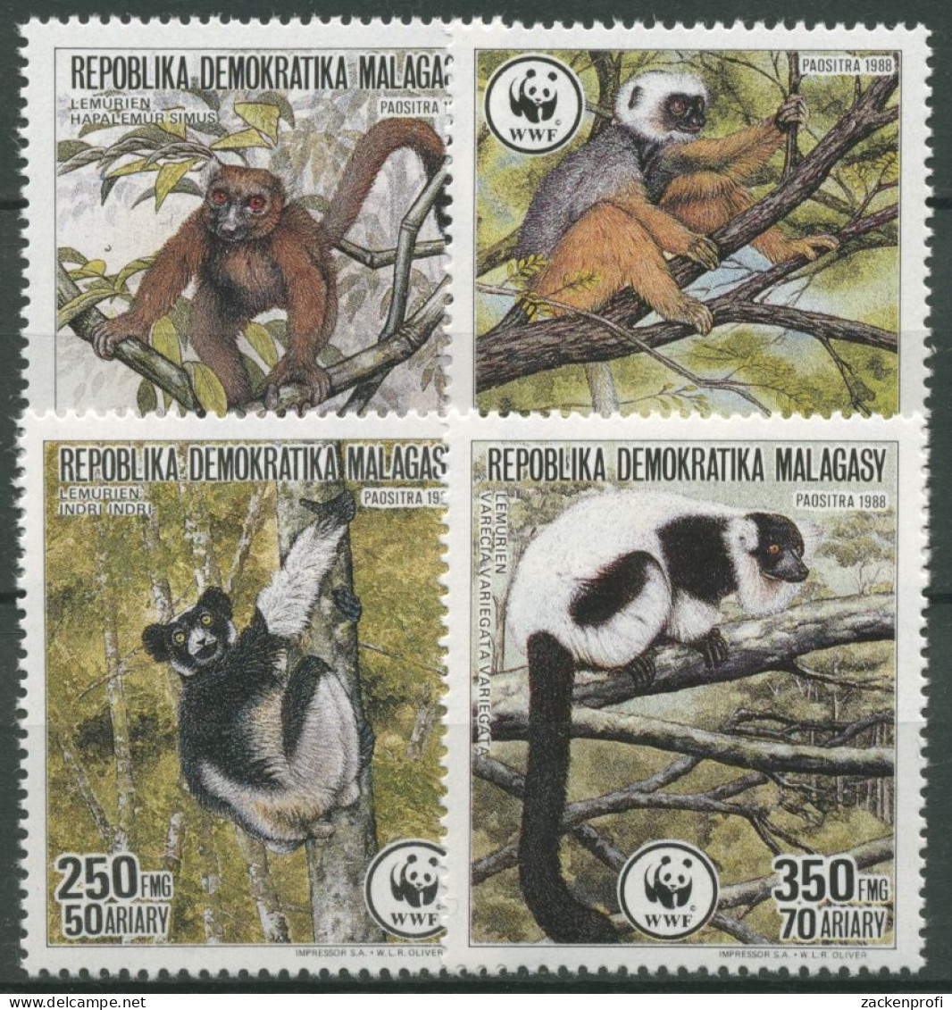 Madagaskar 1988 WWF Naturschutz Lemuren 1110/13 A Postfrisch - Madagascar (1960-...)