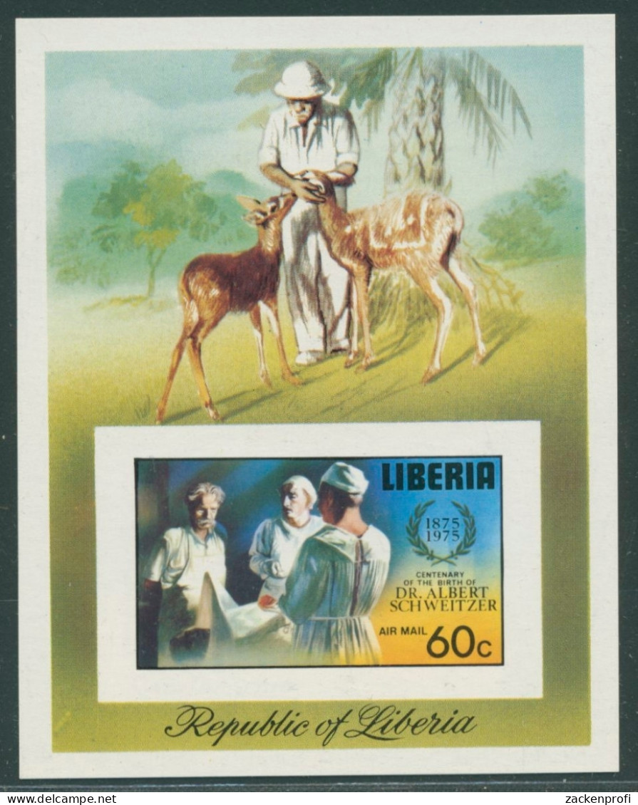 Liberia 1975 100. Geburtstag Von Albert Schweizer Block 77 B Postfrisch (C27465) - Liberia