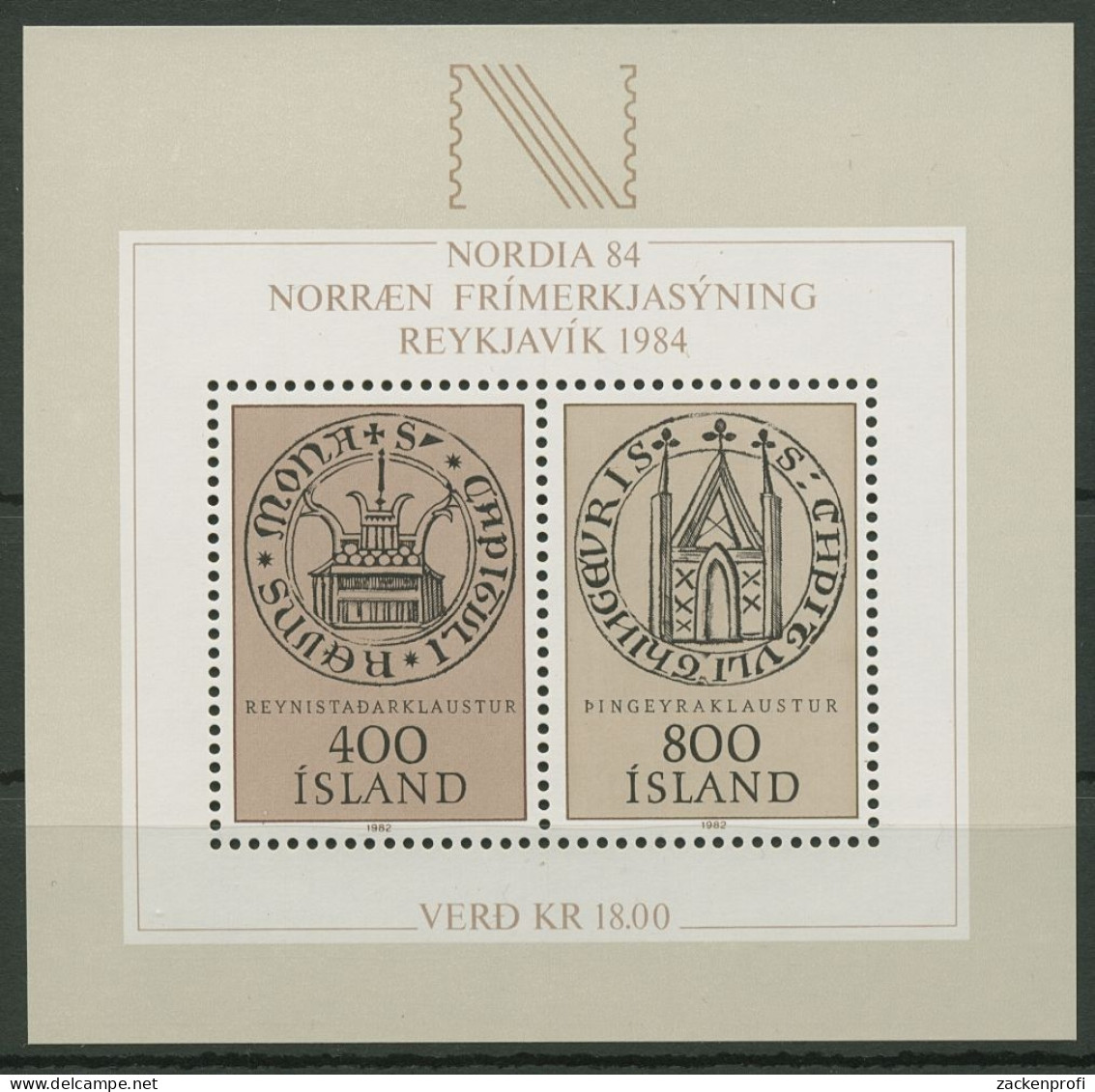 Island 1982 Int. Briefmarken-Ausstellung NORDIA '84 Block 4 Postfrisch (C90051) - Blocks & Kleinbögen