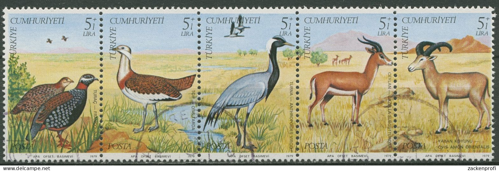 Türkei 1979 Europ. Naturschutzjahr: Gazelle Vögel 2501/05 ZD Gestempelt (C31010) - Unused Stamps