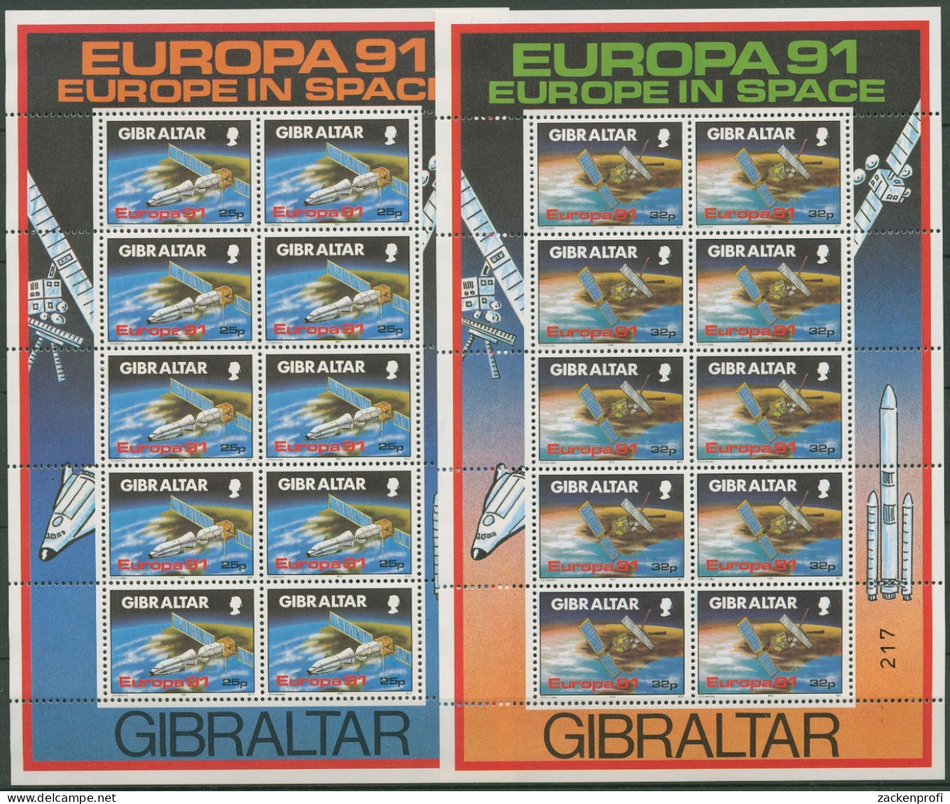 Gibraltar 1991 Europa CEPT Weltraumfahrt 613/14 K Postfrisch (C96438) - Gibilterra