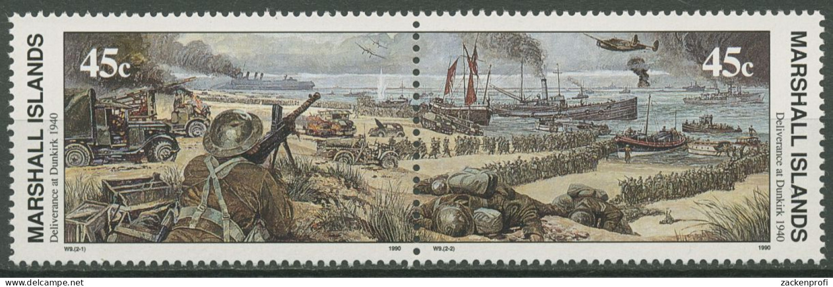 Marshall-Inseln 1990 Zweiter Weltkrieg Dünkirchen 305/06 ZD Postfrisch - Islas Marshall