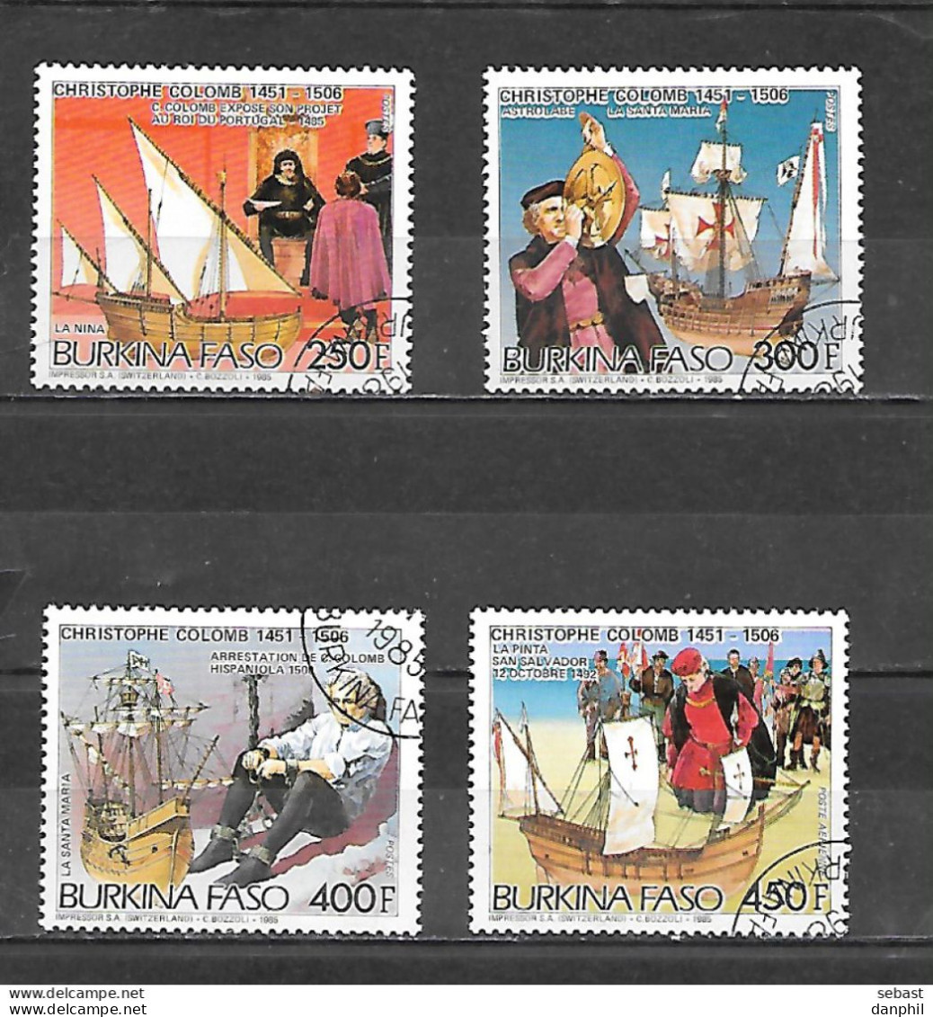 BURKINA FASO 1985 N° Mi 1087/90; Y&T 693-95 + PA 320 Gest. Obliteres CTO Christophe Colomb, Explorateur - Burkina Faso (1984-...)