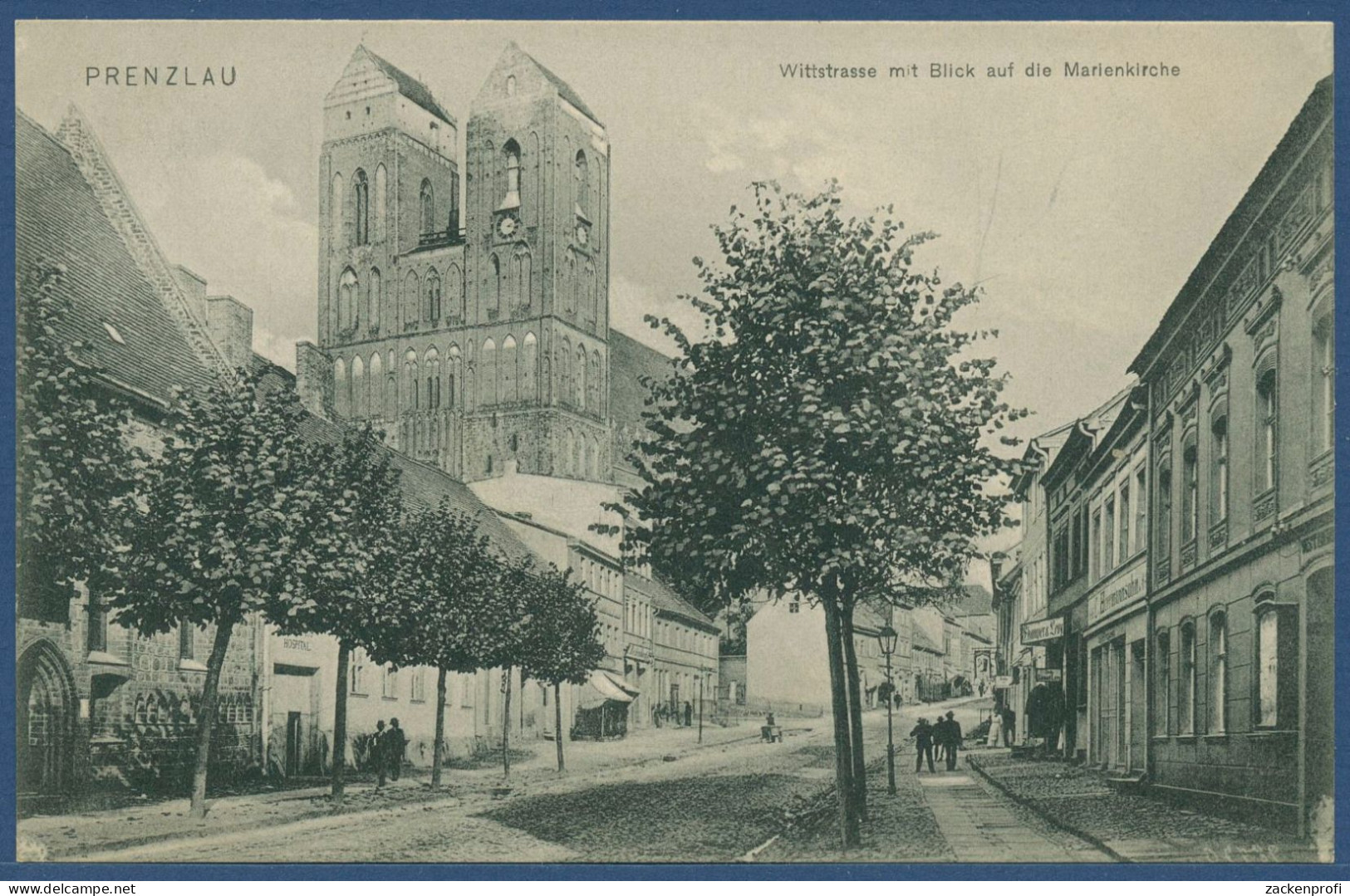 Prenzlau Wittstraße Blick Auf Die Marienkirche, Gelaufen 1908 (AK4190) - Prenzlau