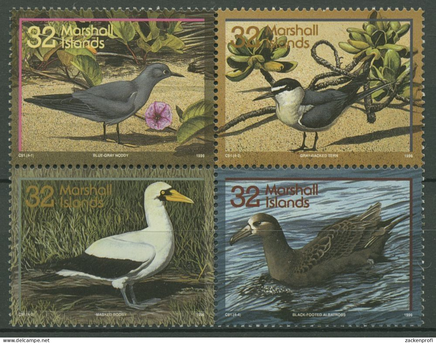 Marshall-Inseln 1996 Vögel Grauseeschwalbe Maskentölpel 663/66 ZD Postfrisch - Marshalleilanden