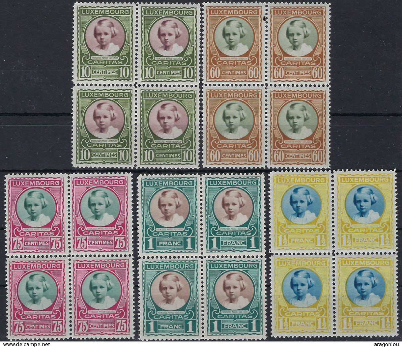 Luxembourg - Luxemburg - Timbres - 1928   Caritas   Princesse Marie-Adélaïde  Série   Blocs à 4   MNH** - Blocks & Sheetlets & Panes