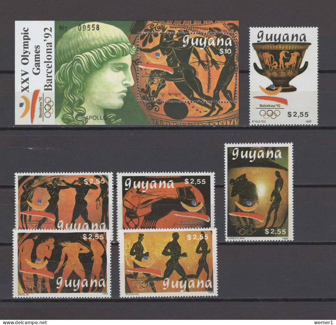 Guyana 1989 Olympic Games Barcelona, Set Of 6 + S/s MNH - Zomer 1992: Barcelona