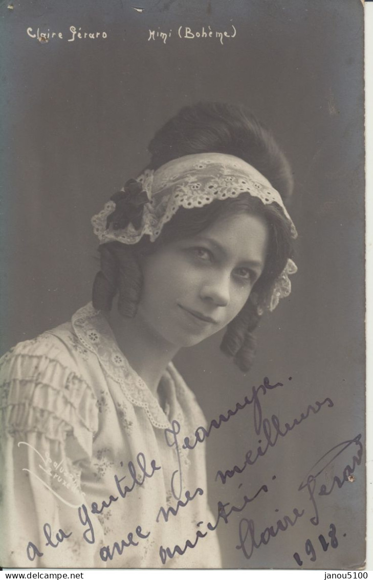 PHOTO  ( REPRODUCTION)   DEDICACEE DE L' ARTISTE BELGE  " CLAIRE GERARD "   EN  1918. - Dédicacées