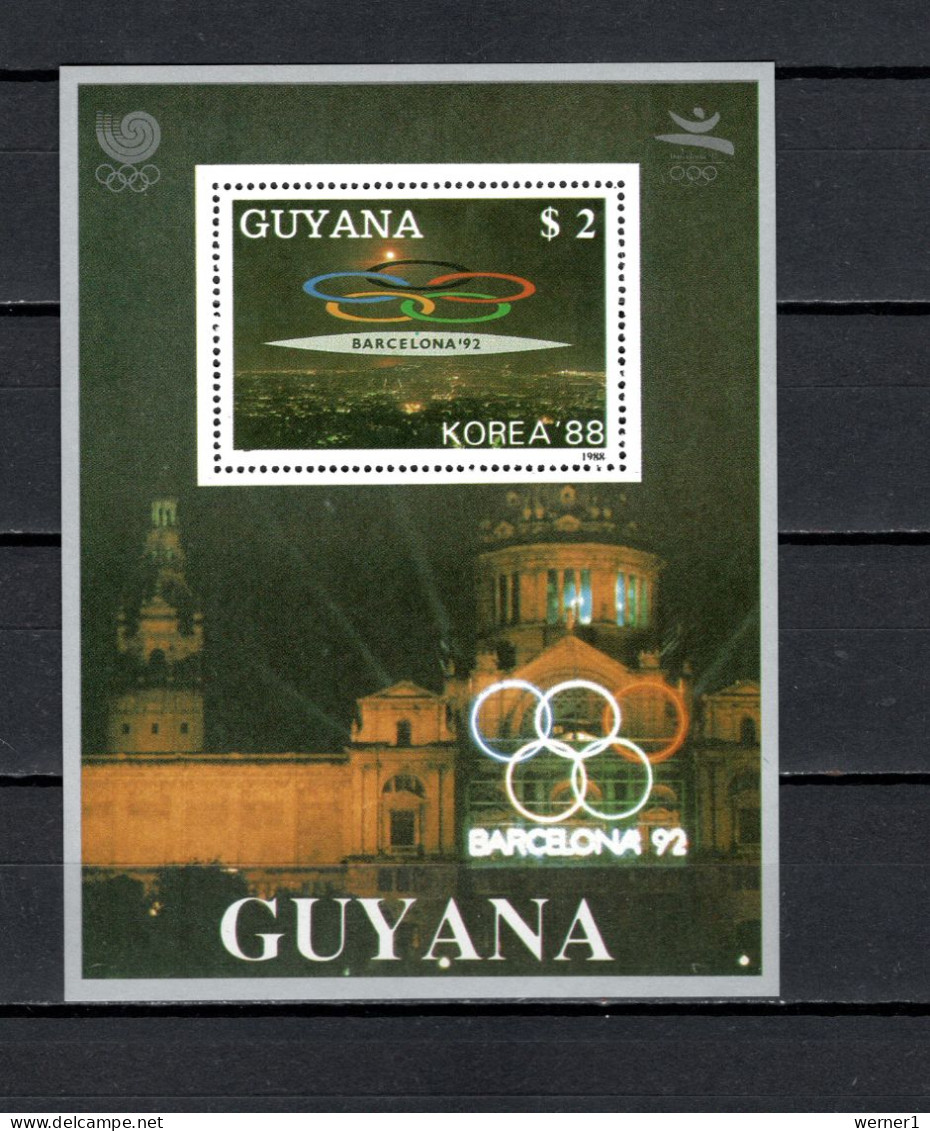 Guyana 1989 Olympic Games Barcelona, S/s With Silver Border MNH - Summer 1992: Barcelona