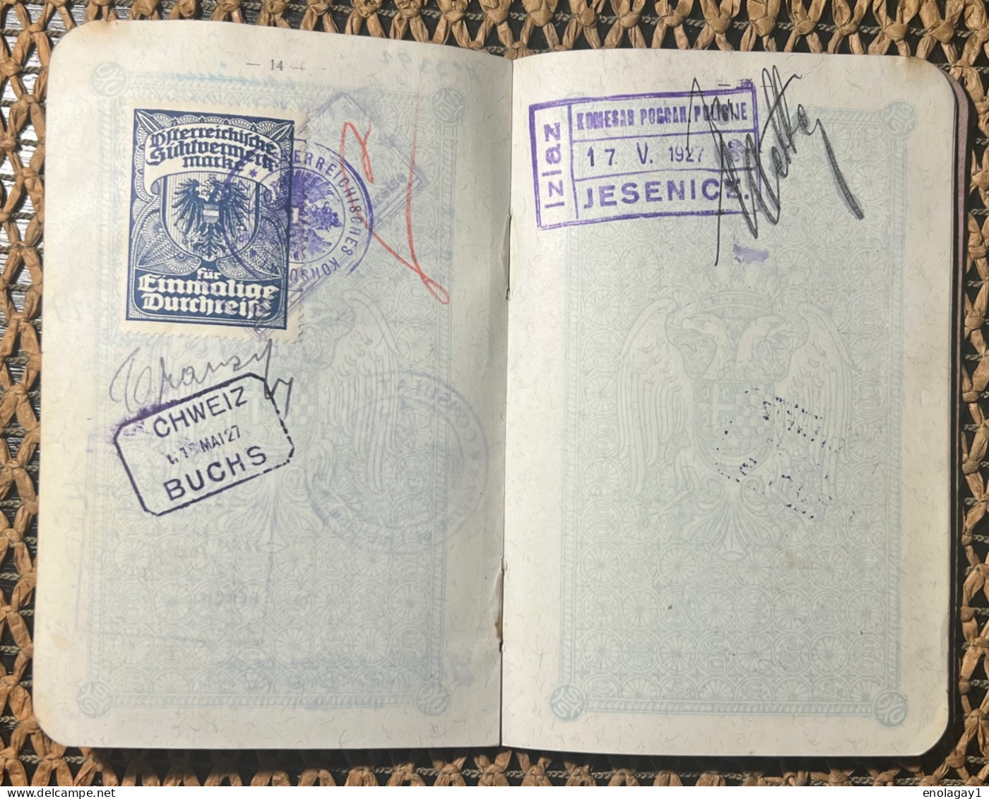 passport Kingdom of Yugoslavia issued in Celje Slovenia 1924. year visas France, Austria, (300.)