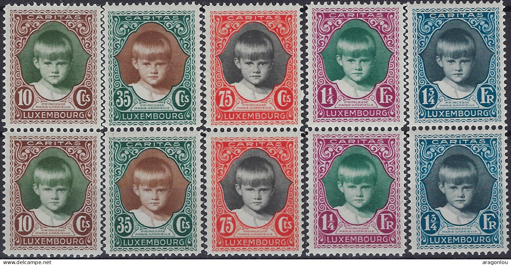 Luxembourg - Luxemburg - Timbres - 1929   Caritas   Princesse Marie-Gabrielle   2 Séries   MNH** - Nuovi