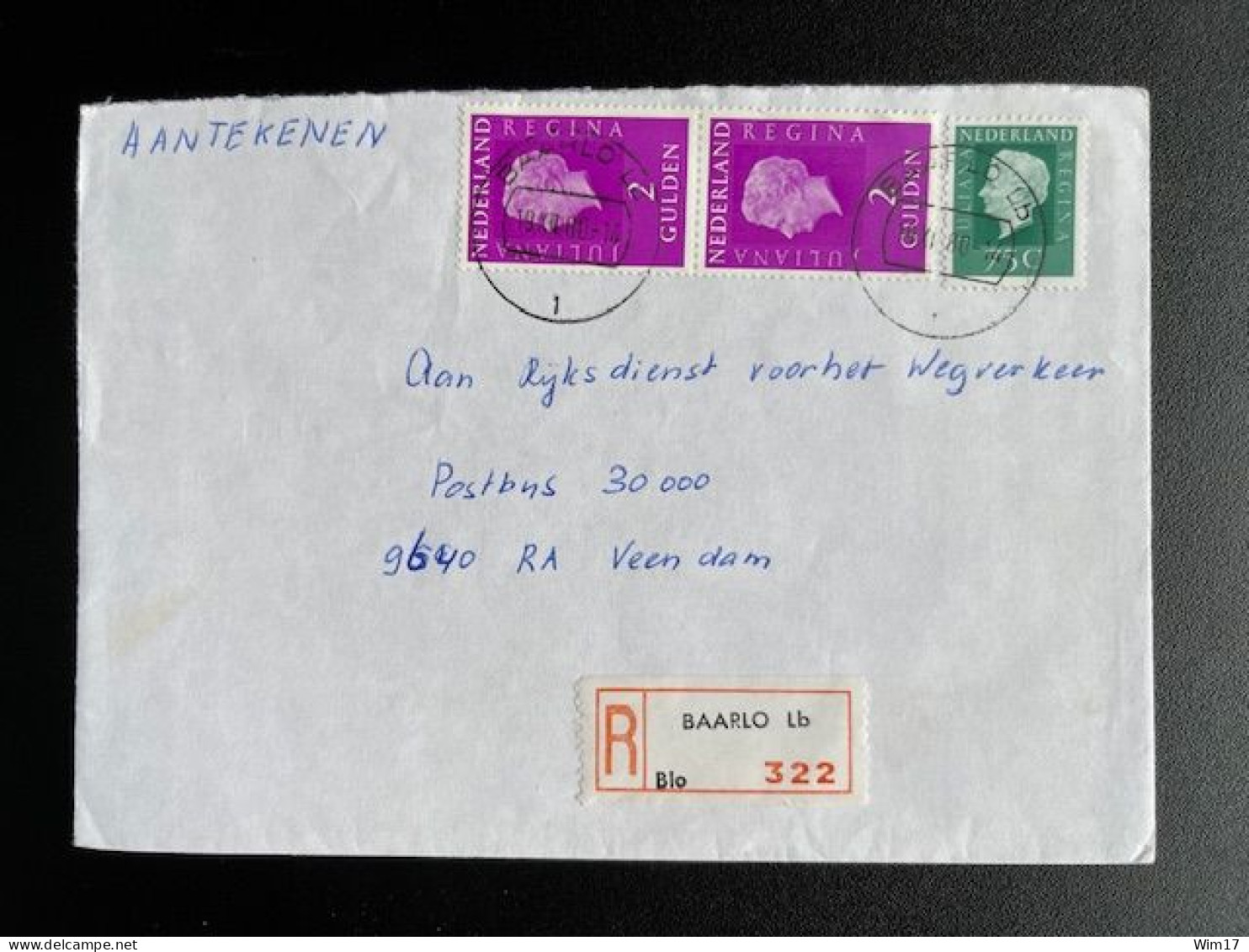 NETHERLANDS 1980 REGISTERED LETTER BAARLO LB TO VEENDAM 19-12-1980 NEDERLAND AANGETEKEND - Brieven En Documenten