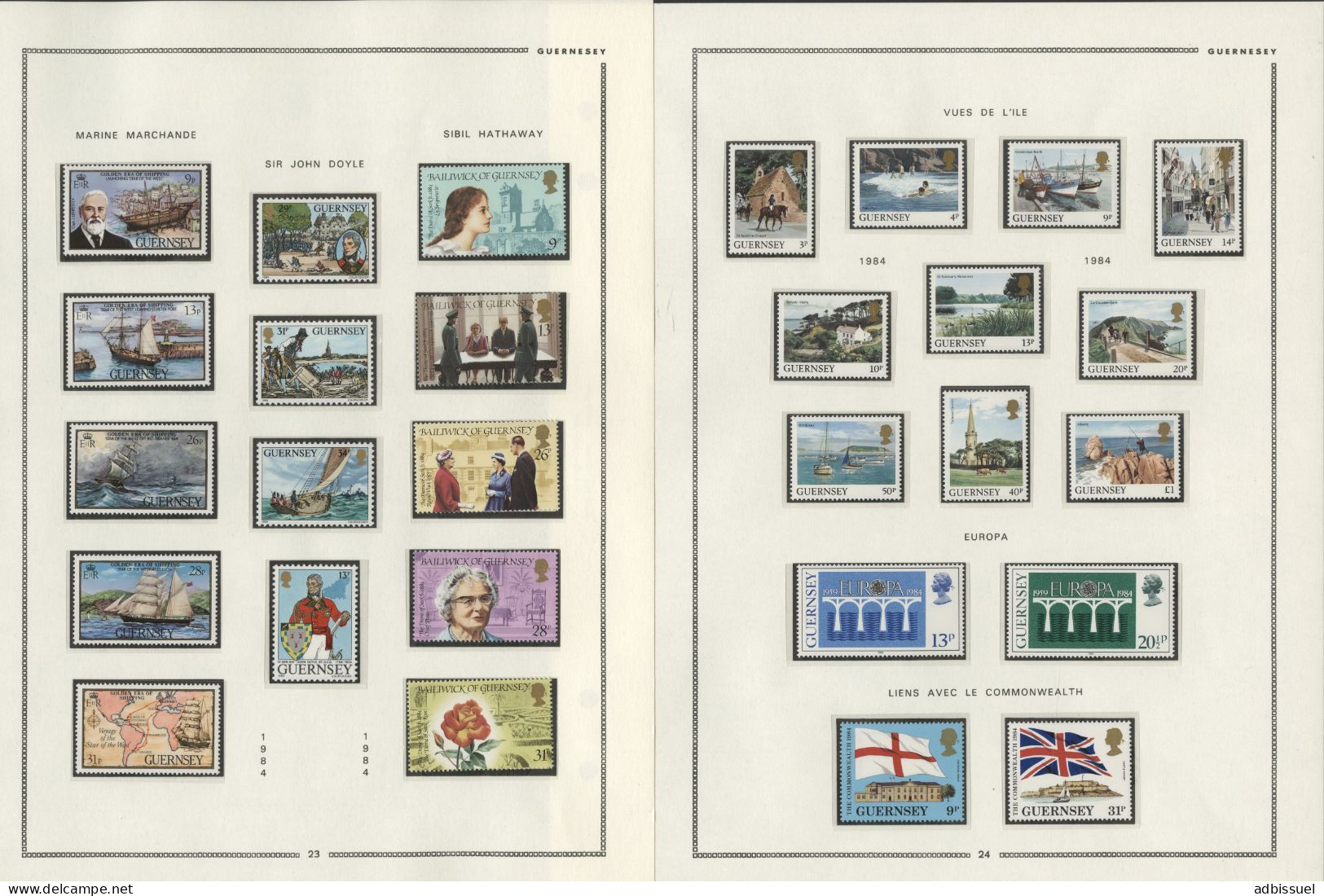 GUERNESEY Collection de 1968 à 1988 neufs ** (MNH) Cote totale 583,60 € Voir Suite et 19 photos