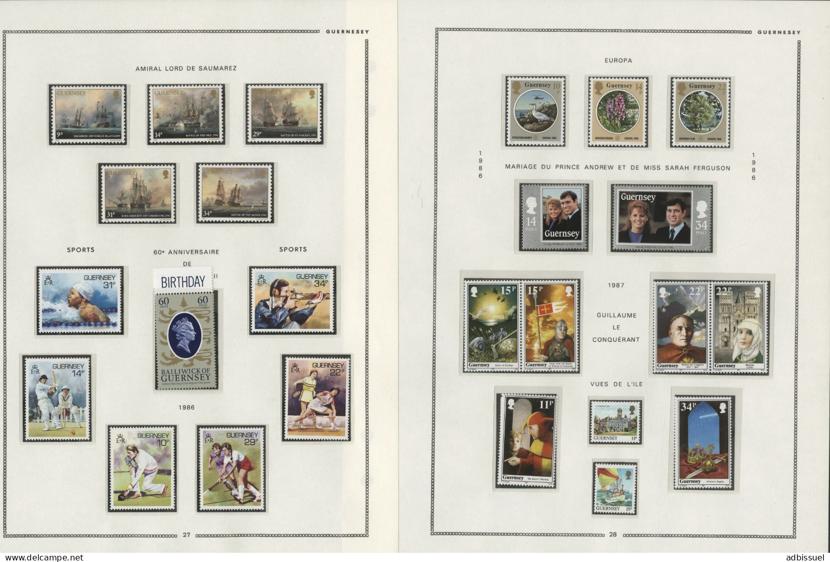 GUERNESEY Collection de 1968 à 1988 neufs ** (MNH) Cote totale 583,60 € Voir Suite et 19 photos
