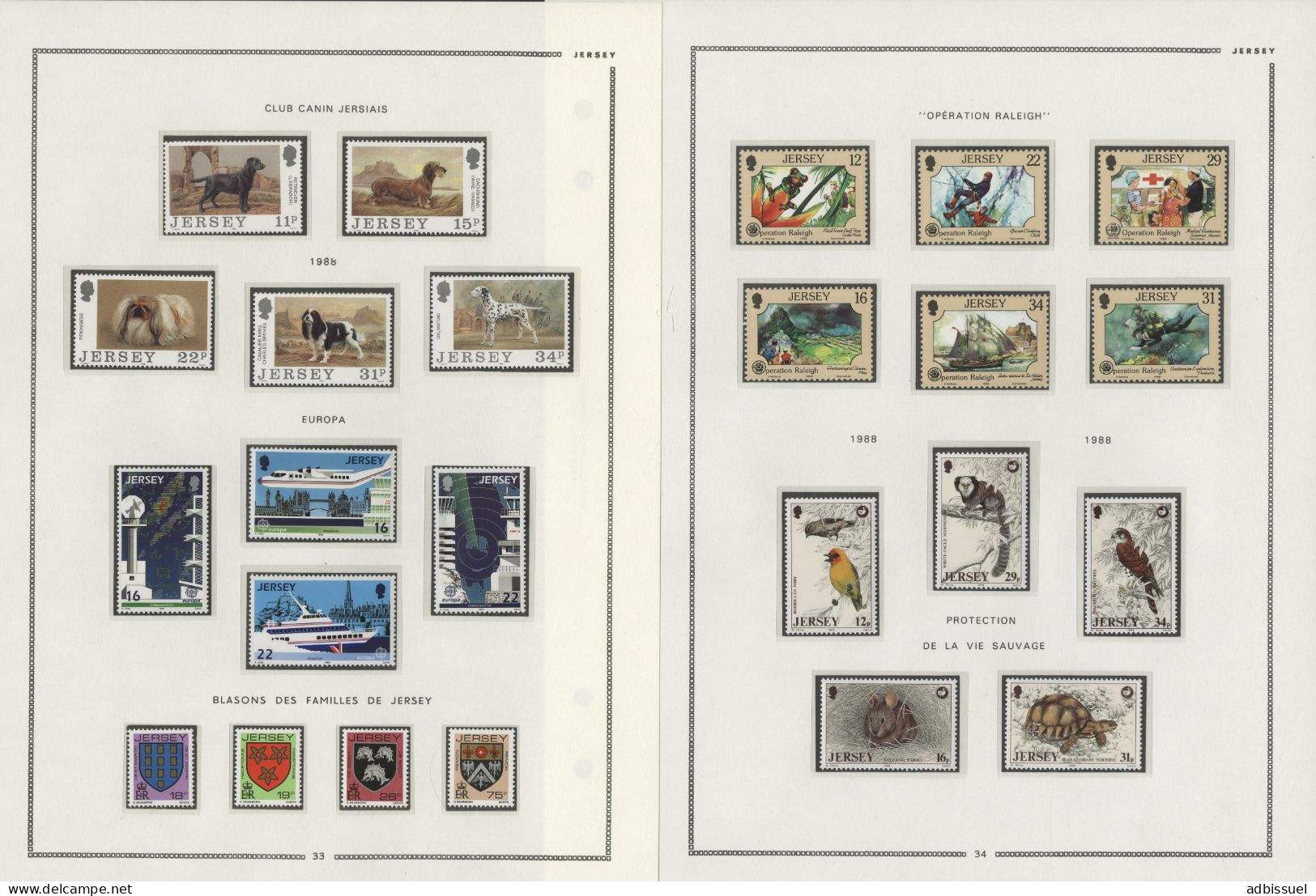 JERSEY Collection de 1969 à 1988 neufs ** (MNH) Cote totale 696,25 € Voir Suite et 19 photos