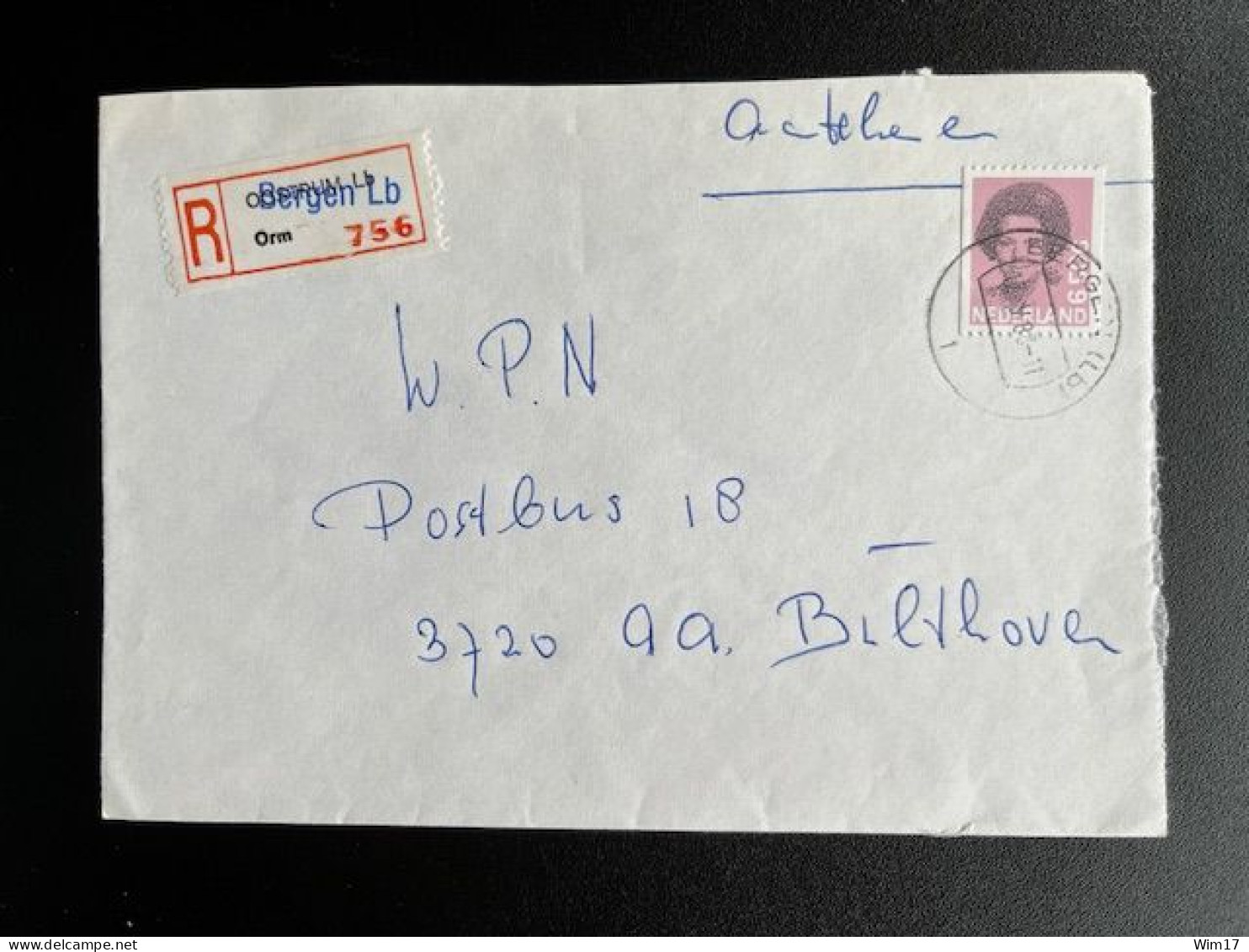 NETHERLANDS 1983 REGISTERED LETTER BERGEN LB TO BILTHOVEN 17-05-1983 NEDERLAND AANGETEKEND - Storia Postale