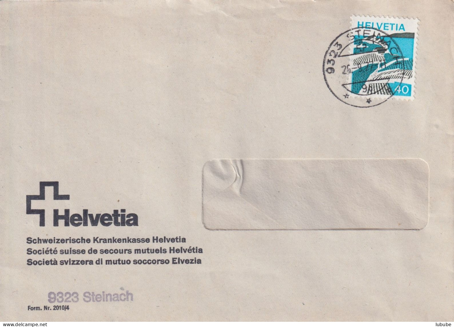 Motiv Brief  "Schweiz. Krankenkasse Helvetia, Steinach"        1977 - Storia Postale