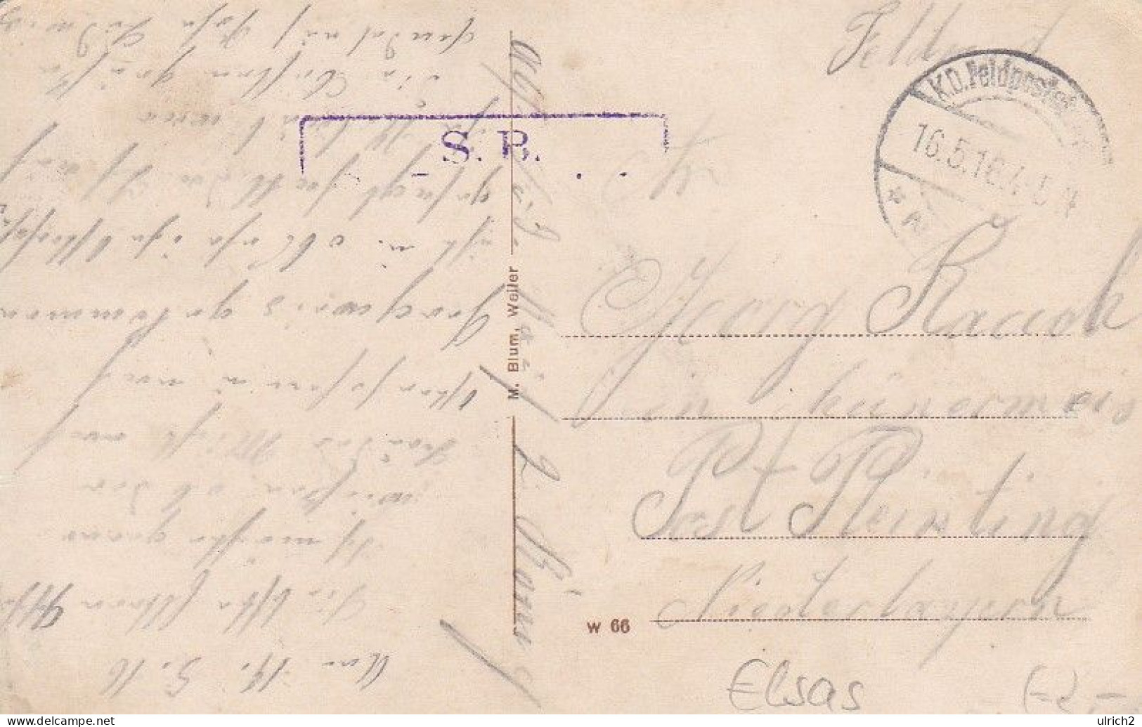 AK Klein-Rumbach - Feldpost 1916 (68582) - Elsass