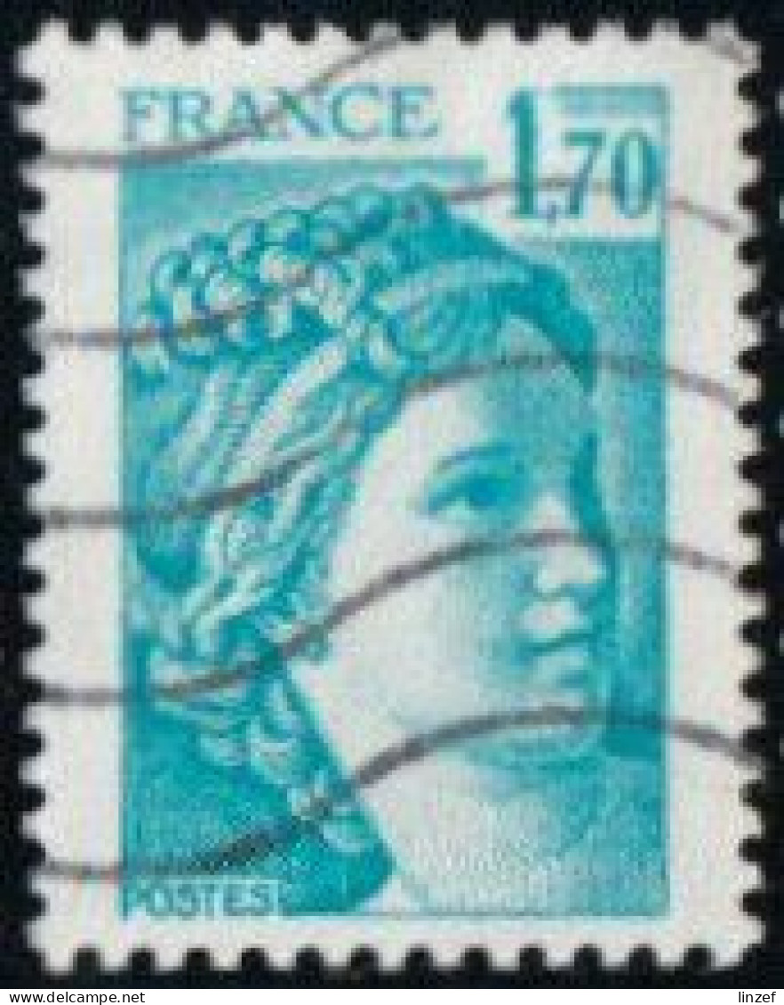 France 1977 Yv. N°1976 - 1,70f Bleu Clair - Oblitéré - 1977-1981 Sabine De Gandon