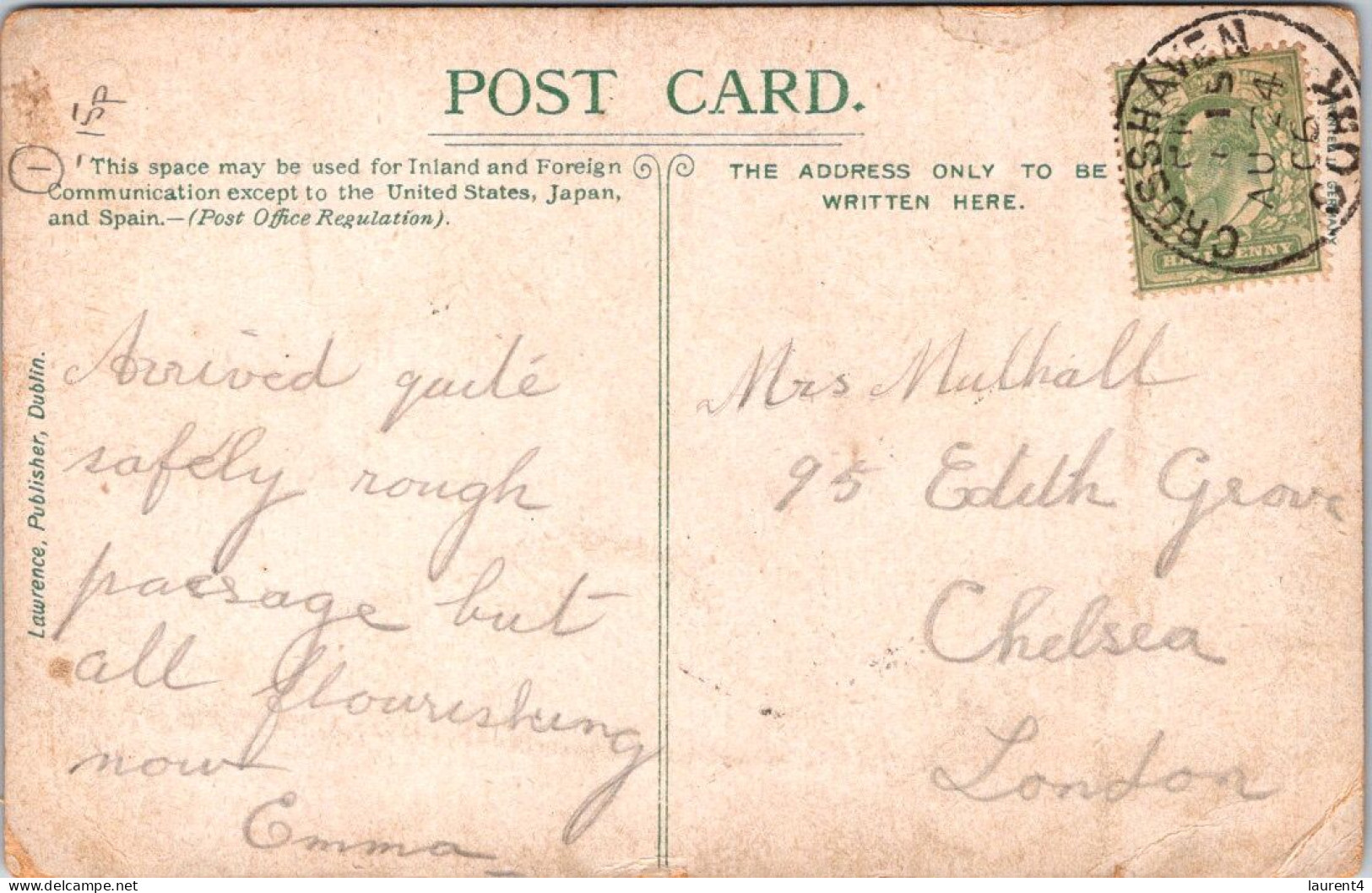 4-4-2024 (1 Z 1) Ireland (posted From Ireland To London 1906 ?) Crosshaven Co Cok - Cork