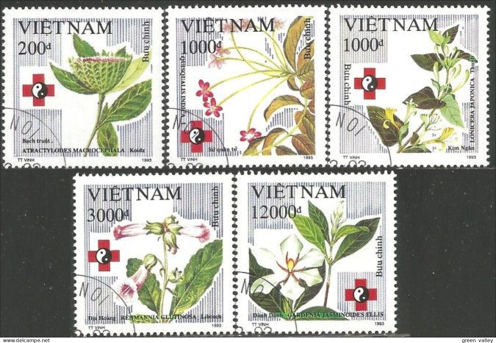 930 Vietnam Fleurs Medicinales Medecine Croix Rouge Red Cross (VIE-75) - Medicine