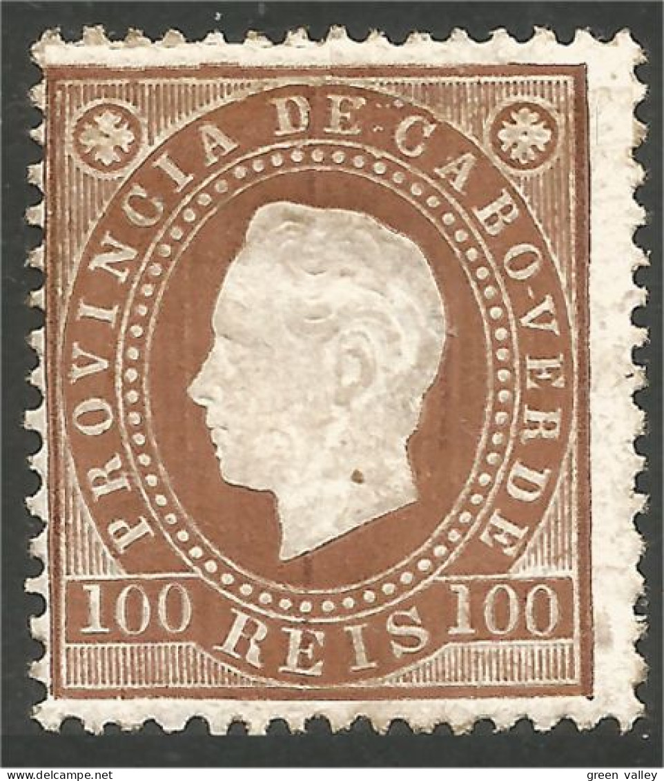 928 Cabo Verde 1886 King Luiz 100r Brun Brown MH * Neuf (VER-29) - Cap Vert