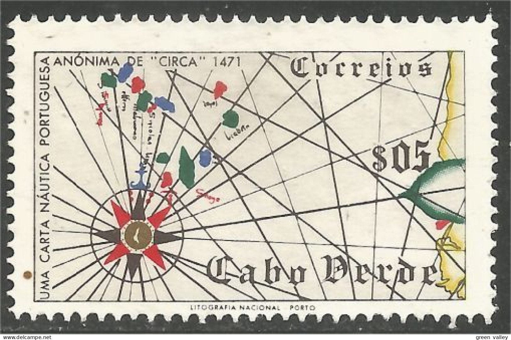 928 Cabo Verde Carte Map Iles Islands Navigation No Gum (VER-26b) - Iles